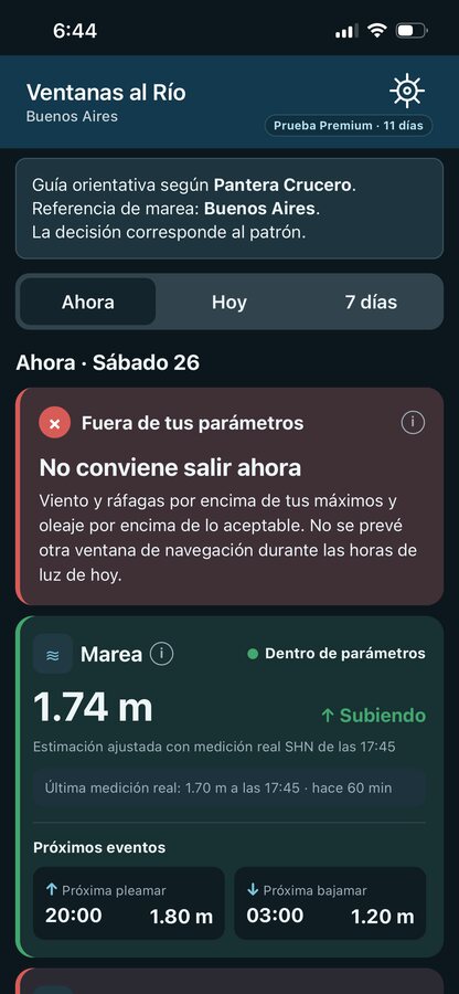 Captura real de la vista Ahora de Ventanas al Río